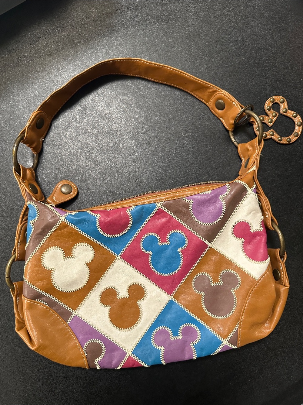 Disney Multicolor Mickey Mouse Shoulder Bag - Tan Trim